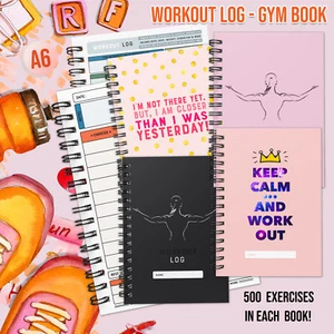 WORKOUT LOG - FITNESS GYM BOOK WEIGHT TRAINING BODYBUILDING REPS SETS A6 LADIES - Picture 1 of 14