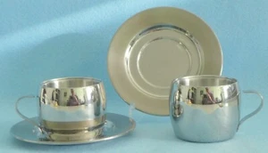 Tramontina Cups & Saucers 18/10 Stainless Steel Inox Espresso 2 Sets - Picture 1 of 6