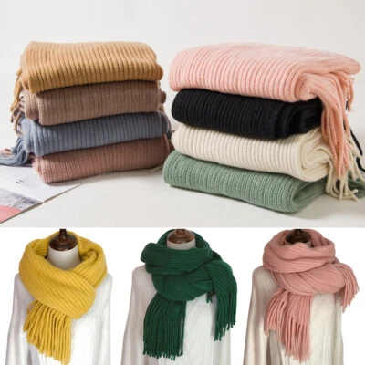 Women's Tassel Knitted Long Scarf Winter Warm Scarves Soft Shawls Wraps Gifts  ∂ - Image 1 of 4