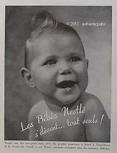 REKLAME POSTER BABY NESTLE NESCAO EXPEDITION PAUL EMILE VICTOR VON 1949 AD PUB - Bild 1 von 1