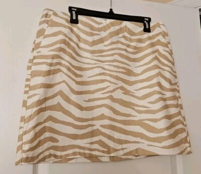 Camisa Falda Ann Taylor LOFT Mujer Talla 12 Beige Estampado Animal Carrera Nueva con Etiquetas  Foto 1 de 4