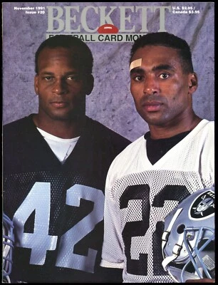Revista de tarjetas de fútbol americano Beckett Ronnie Lott Roger Craig noviembre 1991 #20 Foto 1 de 2