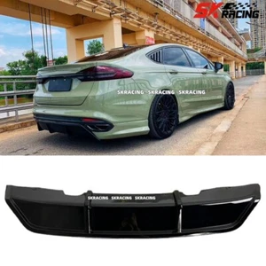 Fits 2016-2018 Ford Mondeo Fusion Glossy Black Rear Bumper Diffuser Lip Spoiler - Picture 1 of 18