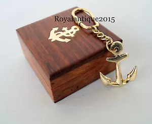 Vintage Solid Brass Nautical Marine Anchor Key Ship Anchor KeyChain Ring pendant - Picture 1 of 4