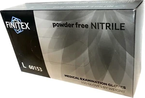 Large L 100 Finitex Powder Free Nitrile Medical Examination Gloves Black 3.5 mil - Picture 1 of 8