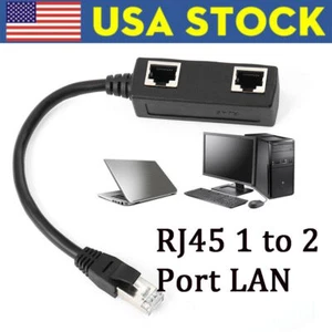 RJ45 Splitter Adapter 1 to 2 Port Cat 5 - 7 LAN Ethernet Cable Connector USA - Picture 1 of 9