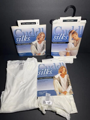 Cuddl Silks Womens Sz 1X Warm Underwear Long Sleeve V-neck and Long John *READ - Image 1 of 4
