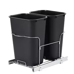 35Q Double Pull Out Trash Can Garbage Waste Recyling Bin Full Extension Slides - Picture 1 of 11