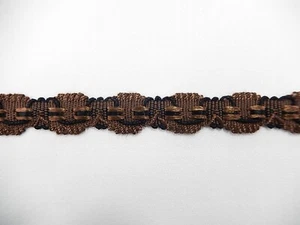 Wendy Cushing gewebte geflochtene Gimp-Borte.  Dk.Chocolate & Black. LESEN! 25Yds. T-050 - Bild 1 von 6