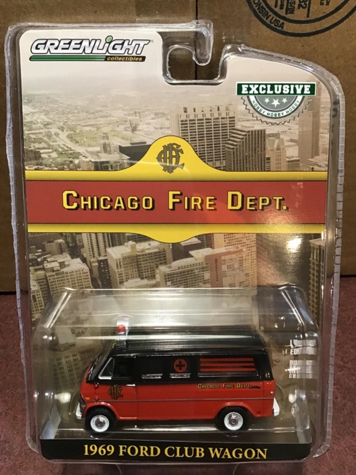 Greenlight Hobby Exclusive 1969 Ford Club Wagon Chicago Fire Dept  Ambulance - Image 1 of 1