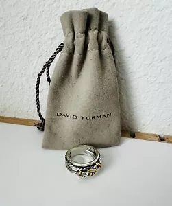 David Yurman Sterling Silver .925 & 18K/750 Yellow Gold Buckle Crossover Ring - Picture 1 of 3