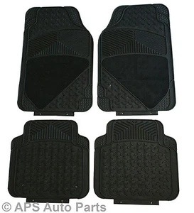 4 PIECES FRONT REAR BLACK CAR MAT CARPET SETS NON-SLIP GRIP UNIVERSAL FLOOR MATS - Picture 1 of 3