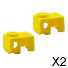 2x2Pcs 3D Printer Silicone Wrap Case Socks Cover Protector for V6 Block Yellow