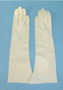 Guantes de mujer vintage de cuero blanco de 11" ~ talla 6,5 ~ hechos en Italia ~ nuevos de Lote Antiguo - Imagen 1 de 3