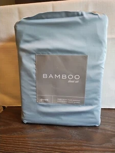 Rayon From Bamboo 4pc Queen Sheet Set Light Blue NIP See Pics - Picture 1 of 4