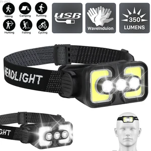 Rechargeable LED Headlamp COB White Red Light Head Torch Head Flashlight Outdoor - Picture 1 of 14