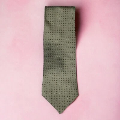 BERGAMO NEW YORK Vintage Handmade 100% Silk Neck Tie Necktie Green With Black - Image 1 of 4