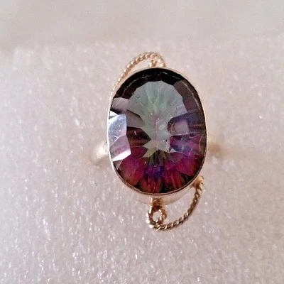 MYSTIC TOPAZ 925 SILVER PLATED RING SIZE 8 - Image 1 of 2