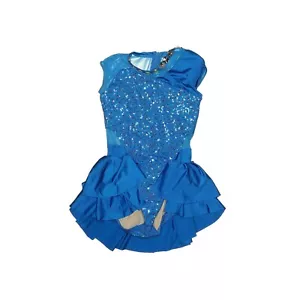 Girl Weissman Stupid Cupid 11368 Blue Asymmetrical Bustle Dance Costume Size MC - Picture 1 of 4