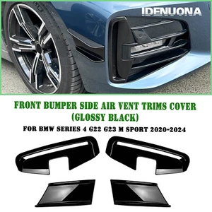 Gloss Black Front Side Air Vent Trims For BMW 4 Series G22 G23 M Sport 2020-2024 - Picture 1 of 16