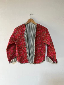 Handmade Design Stylish Floral Jacket - Handmade Bohemian Quilted Cotton Jacket - Picture 1 of 5