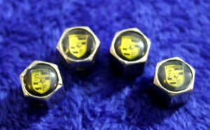 4 Porsche Valve Stem Covers Accessory Crest Tires - Picture 1 of 6