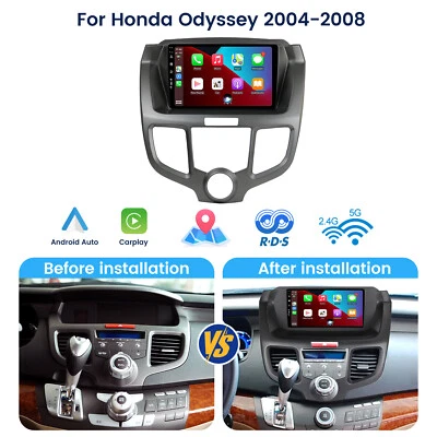 9" CarPlay 6G+128G Android 14 Autoradio GPS Sat Nav Per Honda Odyssey 2004-2008 - Immagine 1 di 4