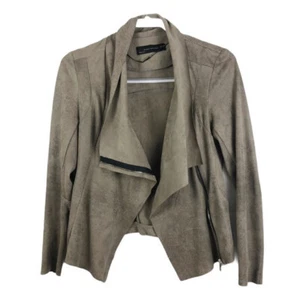 Giacca Moto Zara Donna Taglia S Marrone Marrone Marrone Ecopelle Ultra Scamosciata Casual - Foto 1 di 10