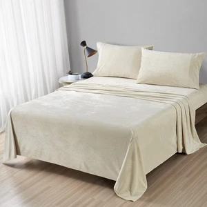 Juego de sábanas de terciopelo envejecido Fredsure, 4 piezas beige king, ultra suave, cálido - Imagen 1 de 6
