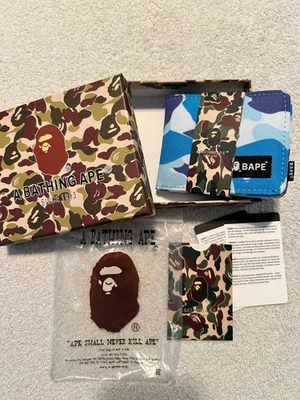 Bape Wallet Mens BLUE CAMO Nylon Bi-Fold Bathing Ape Head New - Image 1 of 4