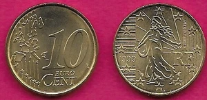 FRANCE 10 EURO CENT 1999 UNC SOWER A MODERN DAY ADAPTATION,INITIALLY DESIGNED BY - Picture 1 of 1