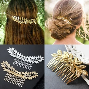 Joyería para el cabello accesorios de boda mujeres tocado hoja de metal peine para el cabello nupcial - Imagen 1 de 17