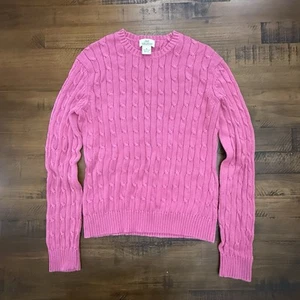 346 Brooks Brothers Sweater Mercerized Cotton Pink Cable Knitted Women's Medium - Picture 1 of 4