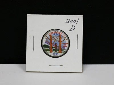 2001 D VERMONT COLORIZED STATE QUARTER WASHINGTON OBVERSE FREE SHIPPING SAT#324 - Image 1 of 3
