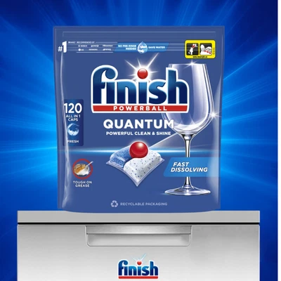 Finish Quantum All-in-1 Regular 120 Tabs Spülmaschinentabs ohne Vorspülen - Bild 1 von 4
