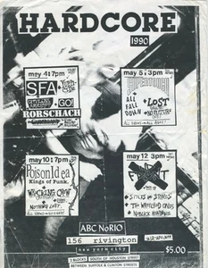 Vintage ABC No Rio May '90 "Hardcore" NYC Matinee Schedule Flyer - Picture 1 of 1