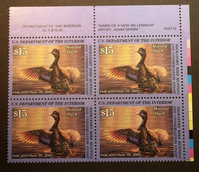 RW67 Federal Duck Hunting Stamps Block of FOUR (4), MNH, OG, 2000 w/Plate Block# - Image 1 of 2