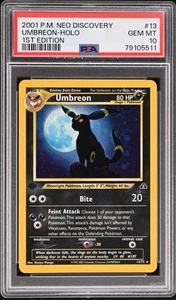 Pokémon 2001 Umbreon Neo Discovery 1ª Edición PSA 10 🌓 Gema Como Nueva #13 - Imagen 1 de 2