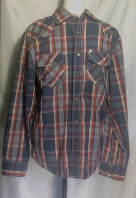 Western Plaid Men Ditch Plains Long Sleeve Pearl Snaps Size M - Image 1 of 4