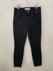 Frank And Eileen Sligo Cropped High Rise Jeans Raw Hem Black Denim Women’s 29 - Picture 1 of 10
