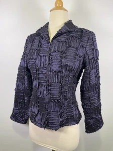 Samuel Dong Purple Soutache Textured Satin Like Blouse Jacket Small Designer - Picture 1 of 12