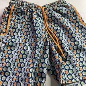 Mr Swim Boyd Boardshorts grün geometrisches Muster Kordelzug Schwimmen Größe M - Bild 1 von 6