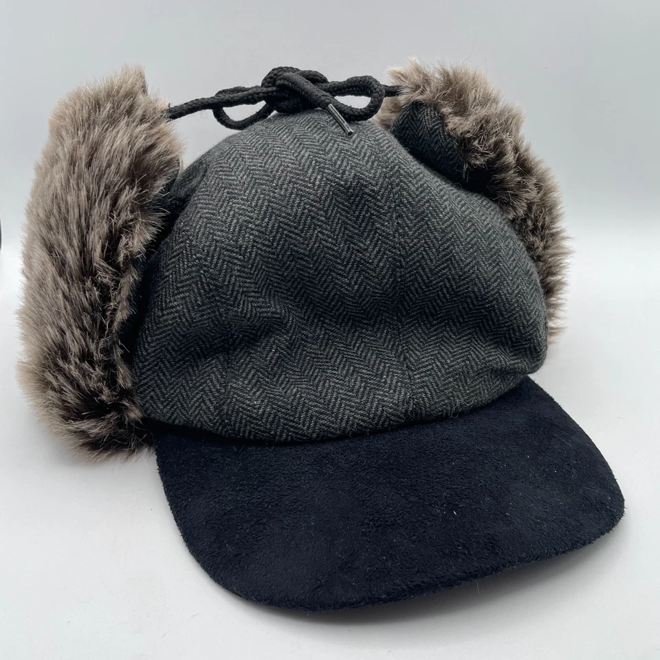 Chapéu Old Navy Masculino Grande Extra Grande Cinza Pele Sintética Aba de Orelha Mistura de Lã Caça - Imagem 1 de 4