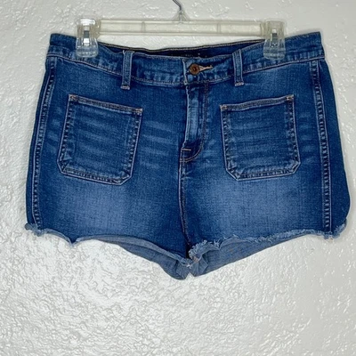 Lucky Brand Women's Cutoff Patch Pocket Jean Shorts Size 10 Zip Fly Denim - Image 1 of 4