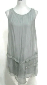 H Trend Italy Tunic Top /Mini Dress Sz S Gray Silk Chiffon Sleeveless Small NWT - Picture 1 of 8