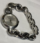 Women Dkny 28Mm Watch Silver Tone Chain Link Bracelet New Battery Excellent Cond