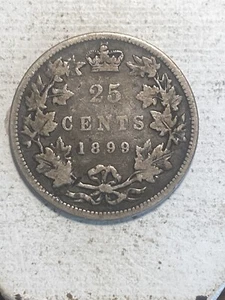 Canada 1899 campione argento fine 25 centesimi non pulito - Foto 1 di 6