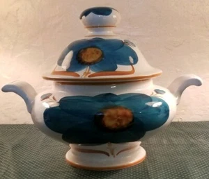 Vintage Suppenterrine Floral groß Portugal handbemalt  - Bild 1 von 7