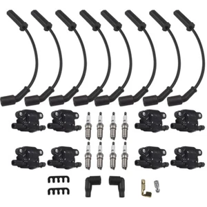 8 Pack UF743 Ignition Coils &Spark Plugs &Wire Set For Chevy Silverado GMC Yukon - Picture 1 of 12