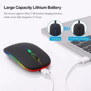 Wireless Bluetooth Mouse Recharge LED Dual Mode Mouse BT 5.2 USB 2.4GHz Portable - Picture 1 of 14